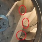 Esempi si saldatura a tratti della girante di un ventilatore industriale prodotto in serie