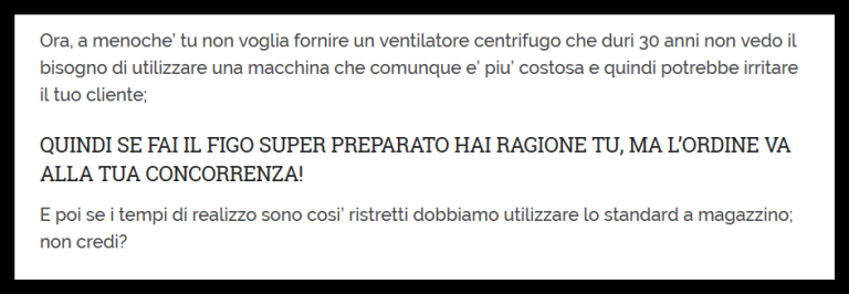 La truffa dei ventilatori industriali a catalogo