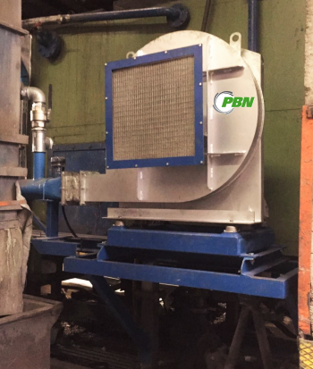 ventilatore bruciatori installato su struttura metallica