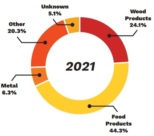 Report eventi esplosioni polveri combustibili 2021